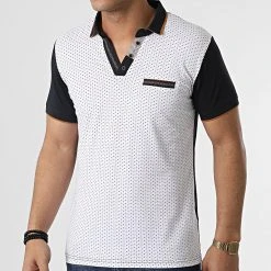 Nouveau ✔️ Polo Manches Courtes 20315 Blanc Bleu Marine de Classic Series ⭐