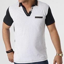 Nouveau ✔️ Polo Manches Courtes 20315 Blanc Bleu Marine de Classic Series ⭐ -Classic Series Soldes classic series 307302 20315 WHITE 20220304T145638 03