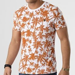 Meilleure vente ⭐ Tee Shirt Floral 3928 Blanc Camel de Classic Series 😀