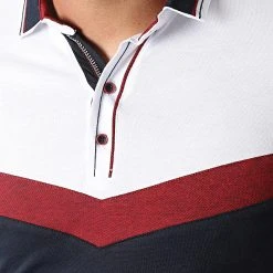 Nouveau 🥰 Polo Manches Courtes Tricolore 20240 Bleu Marine Blanc de Classic Series 🤩 -Classic Series Soldes classic series 307317 20240 NAVY 20220304T145552 02