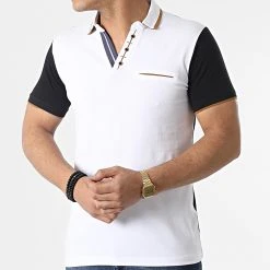Grosses soldes ✨ Polo Manches Courtes 20285 Blanc Noir de Classic Series 🌟 -Classic Series Soldes classic series 307339 20285 WHITE 20220304T145324 03