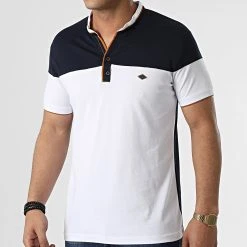 Tout neuf ⌛ Polo Manches Courtes 20179 Blanc Bleu Marine de Classic Series ✨