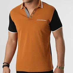 Meilleure affaire ⭐ Polo Manches Courtes 20285 Camel Noir de Classic Series 😍