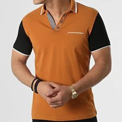 Meilleure affaire ⭐ Polo Manches Courtes 20285 Camel Noir de Classic Series 😍 -Classic Series Soldes classic series 307382 20285 TABAC 20220304T145806 03