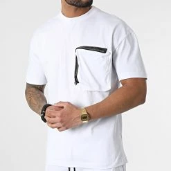 Meilleure affaire ✔️ Ensemble Tee 👍 Shirt A Poche Poitrine Et Short Jogging G22-632 Blanc de Classic Series ✨ -Classic Series Soldes classic series 308358 G22 632T BEYAZ 20220310T155104 03