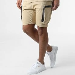 Grosses soldes 🔥 Ensemble Tee Shirt A Poche Poitrine Et Short Jogging G22-632 Beige de Classic Series ❤️ -Classic Series Soldes classic series 308431 G22 632T BEJ 20220310T155128 04