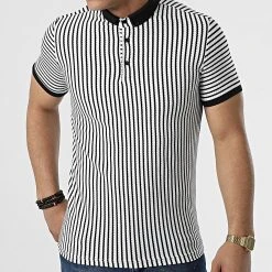 Promo 🥰 Polo A Manches Courtes 1750 Blanc Noir de Classic Series 💯 -Classic Series Soldes classic series 309244 ERS 1750 SIYAH EKRU 20220408T110726 03