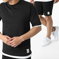 Offres 👍 Ensemble Tee Shirt Et Short Jogging 1253 Noir de Classic Series 🔥