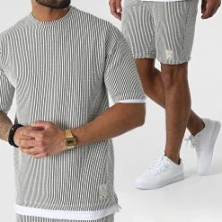 Promo ⌛ Ensemble Tee ✨ Shirt Et Short Jogging 1240 Blanc de Classic Series 🌟