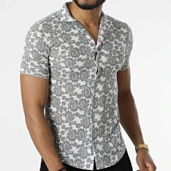 Tout neuf ✔️ Chemise Manches Courtes 1670 Gris Bandana de Classic Series ✔️ -Classic Series Soldes classic series 309412 ERS 1670 SIYAH EKRU 20220322T143354 03