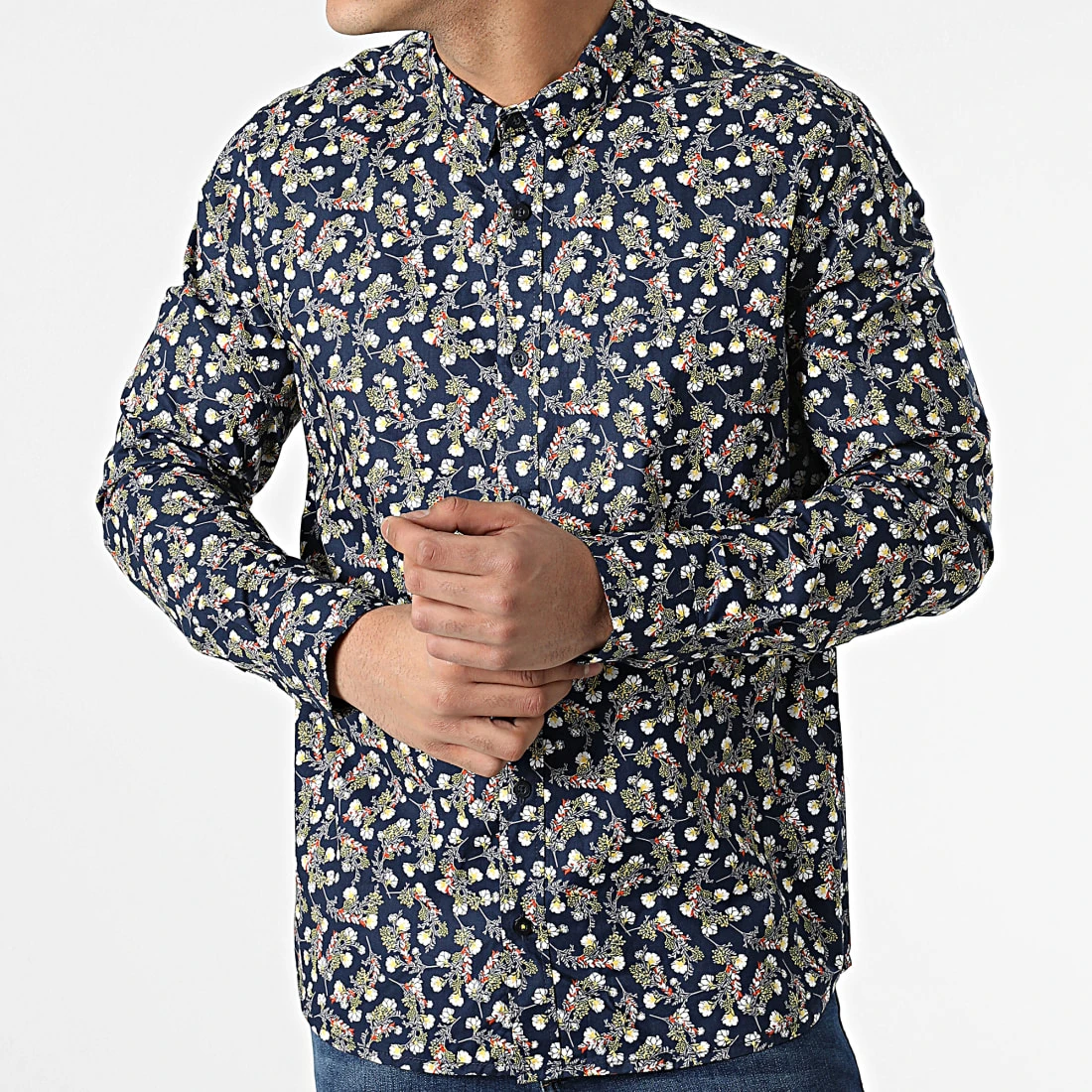 Nouveau ❤️ Chemise Manches Longues Floral H70025 Bleu Marine de Classic Series 🎁 5 Nouveau ❤️ Chemise Manches Longues Floral H70025 Bleu Marine de Classic Series 🎁 – Image 3