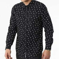 Grosses soldes 😍 Chemise Manches Longues Floral H6313Z Noir de Classic Series 🧨