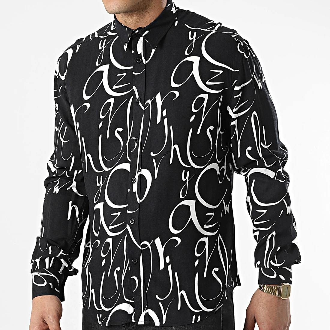 De gros ✨ Chemise Manches Longues G-9033 Noir de Classic Series 🛒 3 De gros ✨ Chemise Manches Longues G-9033 Noir de Classic Series 🛒