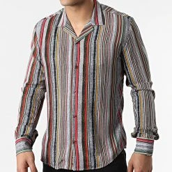 Meilleur prix ⌛ Chemise Manches Longues G-9035 Gris Rouge de Classic Series 🎉