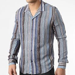 De gros ⭐ Chemise Manches Longues G-9035 Gris Bleu de Classic Series ⭐