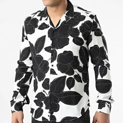 Meilleure vente 👍 Chemise Manches Longues G-9032 Blanc Noir de Classic Series 🌟