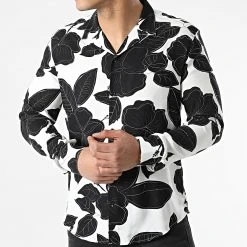 Meilleure vente 👍 Chemise Manches Longues G-9032 Blanc Noir de Classic Series 🌟 -Classic Series Soldes classic series 310609 G 9032 20BLACK WHITE 20220329T162814 03