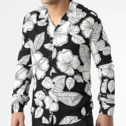 Vente flash 🎉 Chemise Manches Longues G-9032 Noir Blanc de Classic Series 🧨