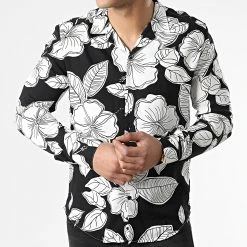 Vente flash 🎉 Chemise Manches Longues G-9032 Noir Blanc de Classic Series 🧨 -Classic Series Soldes classic series 310610 G 9032 WHITE BLACK 20220328T162051 03