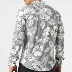 Sortie ❤️ Chemise Manches Longues G-9032 Gris Blanc de Classic Series 👍 -Classic Series Soldes classic series 310615 G 9032 WHITE GREY 20220329T162544 04