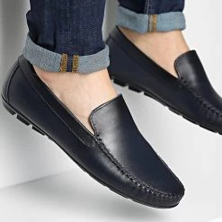 Promo 🥰 Mocassins Cuir DR-26 Bleu Marine de Classic Series 🧨