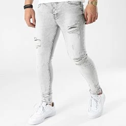 Meilleure vente ❤️ Jean Skinny DHZ-3750-2 Gris Clair de Classic Series ✨
