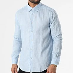 Grosses soldes 🔔 Chemise A Manches Longues 7631 Bleu Clair de Classic Series 👍