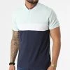 Vente flash 🎁 Polo A Manches Courtes P2214 Turquoise Clair Bleu Marine de Classic Series ⌛