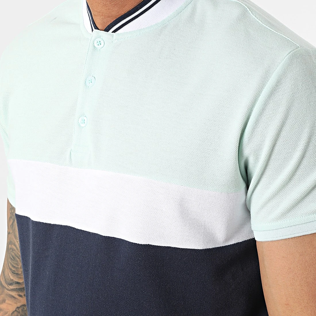 Vente flash đ Polo A Manches Courtes P2214 Turquoise Clair Bleu Marine de Classic Series â 3 Vente flash đ Polo A Manches Courtes P2214 Turquoise Clair Bleu Marine de Classic Series â â Image 2