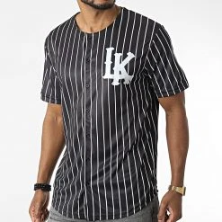 Coupon 🛒 Chemise Manches Courtes Col Rond A Rayures 5925 Noir Blanc de Classic Series ⌛