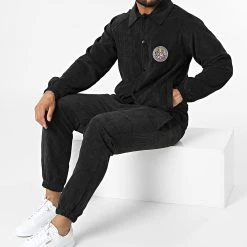 Grosses soldes 🔔 Ensemble Surchemise Jogger Pant Velours 5037 Noir de Classic Series 🧨