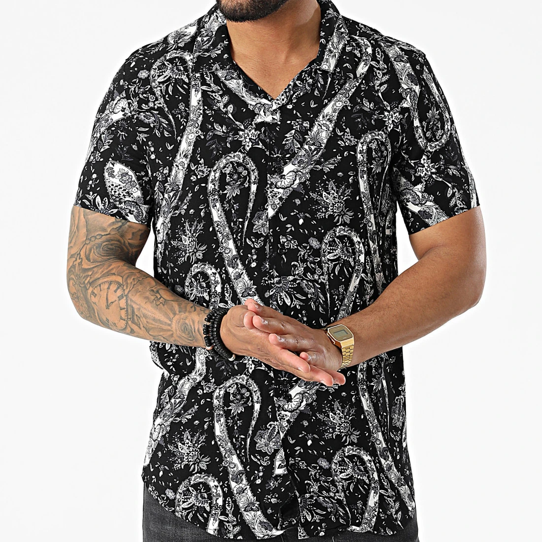 Budget ✔️ Chemise A Manches Courtes PP006 Noir Bandana de Classic Series 🌟 5 Budget ✔️ Chemise A Manches Courtes PP006 Noir Bandana de Classic Series 🌟 – Image 3
