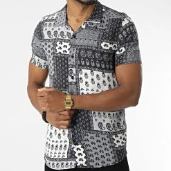 Sortie ⭐ Chemise A Manches Courtes PP011 Gris Bandana de Classic Series ✨ -Classic Series Soldes classic series 317433 PP011 NOIR 20220504T142417 03