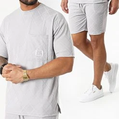 Budget 🥰 Ensemble Tee Shirt Oversize A Poche Poitrine Et Short Jogging PP6001-6002 Gris de Classic Series 😍