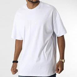 Bon marché 🤩 Tee Shirt Oversize Large A Bandes 22-Y148 Blanc de Classic Series 😉