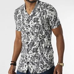Remise 👏 Chemise A Manches Courtes PP006 Blanc Bandana de Classic Series 👏