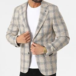 Nouveau 🥰 Veste Blazer A Carreaux 11587 Beige Chiné de Classic Series ✔️