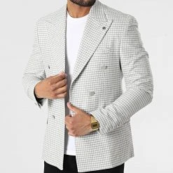 Meilleure vente ⌛ Veste Blazer 20506 Blanc Gris de Classic Series 🌟