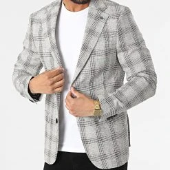 Le moins cher ⭐ Veste Blazer A Carreaux 11587 Gris Chiné de Classic Series ⌛
