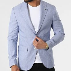 Remise ⭐ Veste Blazer 20507 Bleu Clair Chiné de Classic Series 🔔 -Classic Series Soldes classic series 318200 20507 4 20220510T155756 03