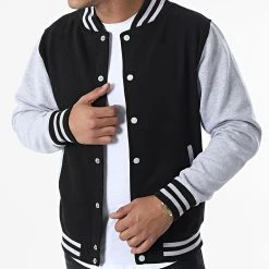 De gros ⌛ Veste Teddy JH043 Noir Gris Chiné de Classic Series 🥰