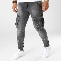 Grosses soldes 🤩 Pantalon Cargo Jean 15321 Gris Anthracite de Classic Series 👍