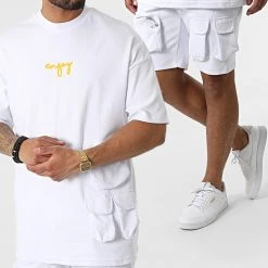 Offres ⌛ Ensemble Tee ❤️ Shirt Oversize Short Jogging Y205UST Blanc de Classic Series 🤩