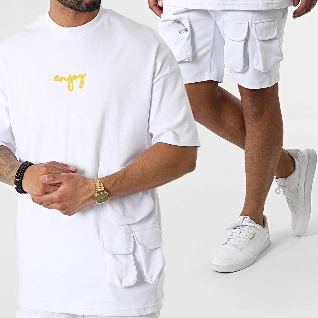 Offres ⌛ Ensemble Tee ❤️ Shirt Oversize Short Jogging Y205UST Blanc de Classic Series 🤩 3 Offres ⌛ Ensemble Tee ❤️ Shirt Oversize Short Jogging Y205UST Blanc de Classic Series 🤩