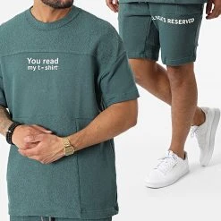 Nouveau 🧨 Ensemble Tee 💯 Shirt Short Jogging Y203UST Vert de Classic Series ❤️