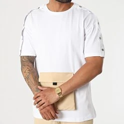 De gros ⌛ Ensemble Tee 😉 Shirt Pantalon Cargo F22-907T Beige Blanc de Classic Series 🧨 -Classic Series Soldes classic series 321295 F22 907T BEYAZ BEJ 20220613T162738 03