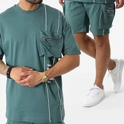 Meilleur prix ❤️ Ensemble Tee Shirt Oversize Short Jogging Y258UST Vert de Classic Series 🤩