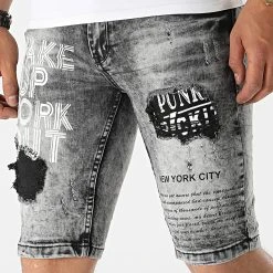 Vente flash 🔥 Short Jean E7767 Gris de Classic Series 🧨