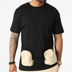 Nouveau 🎁 Ensemble Tee 🎉 Shirt Poche Et Pantalon Jogging F22-910T Noir Beige de Classic Series ✨ -Classic Series Soldes classic series 323740 F22 910T SIYAH BEJ 20220617T150933 03