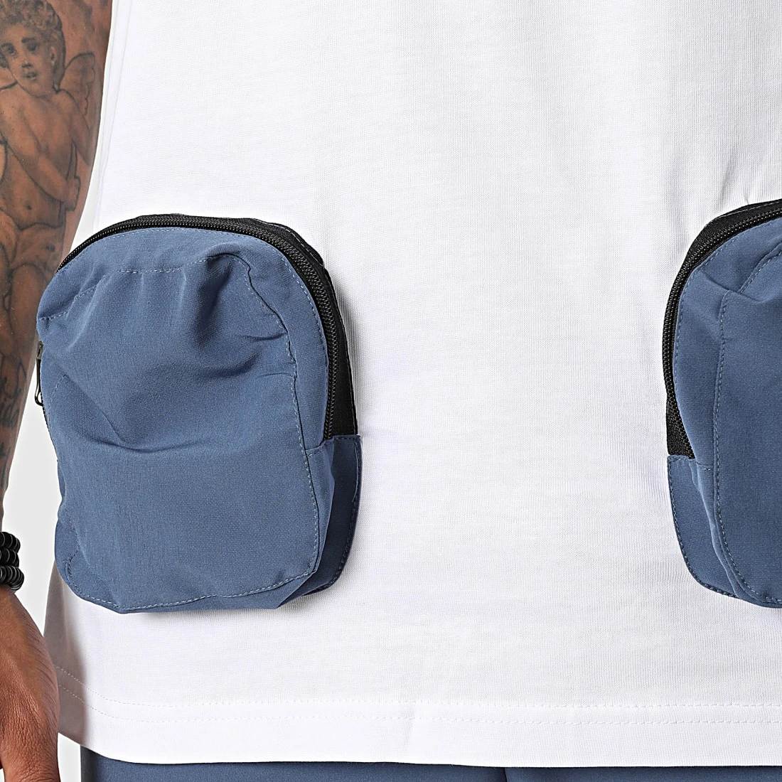 Nouveau ⌛ Ensemble Tee 🎉 Shirt Poche Et Pantalon Jogging F22-910T Blanc Bleu de Classic Series ✔️ 4 Nouveau ⌛ Ensemble Tee 🎉 Shirt Poche Et Pantalon Jogging F22-910T Blanc Bleu de Classic Series ✔️ – Image 2